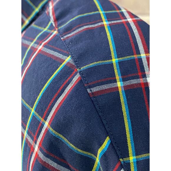 Harbor Bay Shirt Mens 2XLT Tall XXL Blue green Plaid Long Sleeve Button Down - Picture 6 of 7